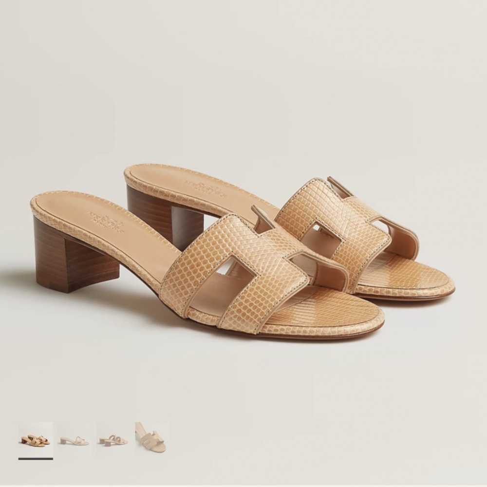 Hermes Oasis Sandal Beige Natura Heel Oasis